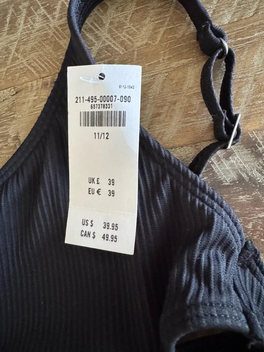 Abercrombie Kids - Girl's Black Ribbed Cutout Swinsuit